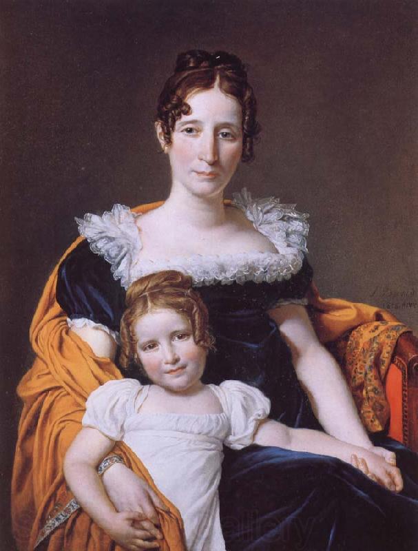 Jacques-Louis David Portrait of the Vicomtesse Vilain XIV and her Daughter France oil painting art